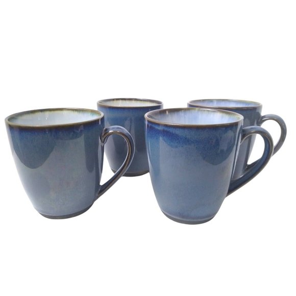 Sango Concepts Eggplant Blue Ombre Coffee Mug Teacups Glazed Stoneware 4 PC Set - Picture 1 of 12